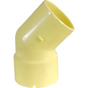 CODO 50 MM X 45°, SANITARIO, AMARILLO, PVC