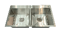 FREGADERO DOBLE TINA ACERO INOX SOBRE TOPE 82X45X22CM BARI