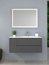 MUEBLE DE BAÑO GRIS 45X25X50 CM, C/LAVAMANOS+GABINETE+ESPEJO, 227, METALES ALEADOS