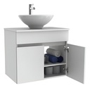 MUEBLE DE BAÑO BLANCO 420X42X40 CM, C/LAVAMANOS+GABINETE, 1007, METALES ALEADOS