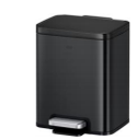 PAPELERA RECTANGULAR TAPA Y PEDAL 12LTS ACERO INOX. EKO (NEGRO)