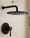 KIT GRUPO DUCHA MONOMANDO NEGRO CON REGADERA 8" MET-653 METALES ALEADOS