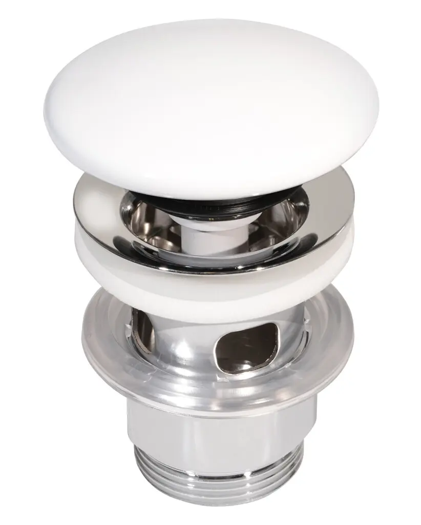 DESAGUE PARA LAVAMANOS PUSHBOTON BLANCO SIN REBOSADERO DES-0217 METALES ALEADOS