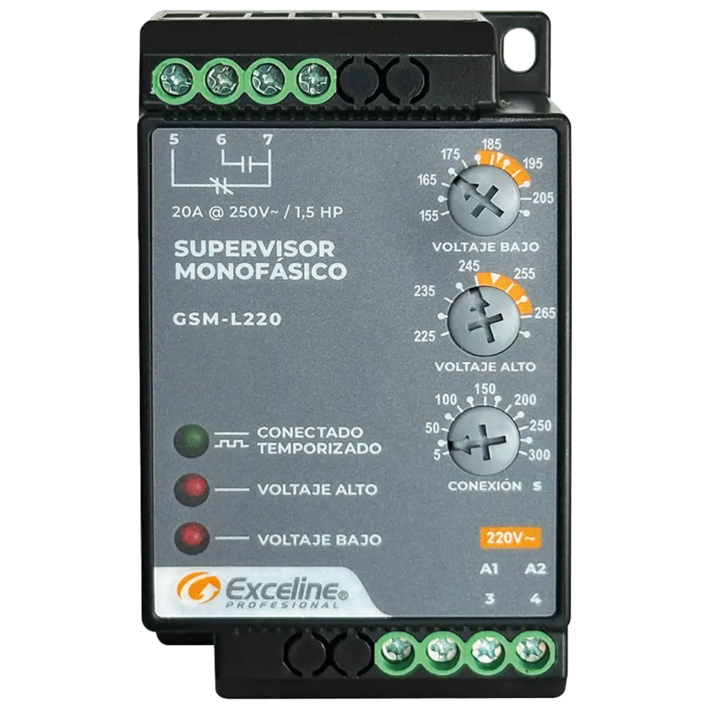 SUPERVISOR MONOFASICO 220V, C/MANEJO DE CARGA 1,5HP 10 AMP GSM-L220, EXCELINE