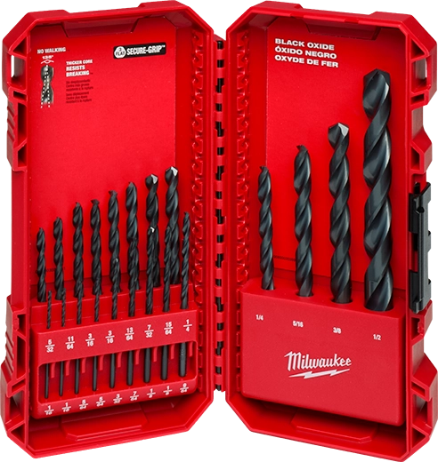JUEGO DE 21 MECHAS OXIDO NEGRO THUNDERBOLT 1/16" A 1/2"  MILWAUKEE