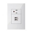 TOMA SENCILLA 2P+T + 2 USB 5V, BLANCO, GENEMAX