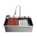 [79.77.FRE.01.12] FREGADERO MULTIFUNCIONAL UNA TINA ACERO INOXIDABLE BRUSHED SOBRE TOPE BARI