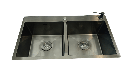[79.77.FRE.01.10] FREGADERO DOBLE TINA ACERO INOX NEGRO ST 82X45X22 BARI BARI