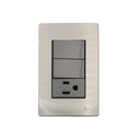 [60.15.INT0212] INTERRUPTOR DOBLE+TOMA CON TIERRA SERIE INOX BARI