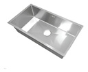 [79.16.MET-909] FREGADERO DE LUJO, ACERO INOXIDABLE, UNA TINA 82X45X22 CM, SOBREPUESTO SATINADO CON ACCESORIOS, METALES ALEADOS