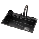 [79.77.FRE.01.15] FREGADERO MULTIFUNCIONAL NEGRO UNA TINA, 75X46X22 CM ACERO INOXIDABLE DIAMANTE SOBRE TOPE, FRE.01.15, BARI
