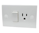 [60.16.06074] INTERRUPTOR + TOMACORRIENTE 06074,BLANCO 1P/10AMP,BLOCK VIMAR