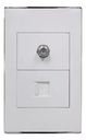 [KOB-E7582WMS] TOMA COAXIAL + TOMA TELEFONICA BLANCO METALICO PLATA,TANIA