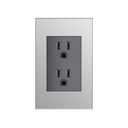 [KOB-E7228BMS] RECEPTACULO DOBLE C/TIERRA 15AMP - 125V NEGRO METALICO PLATA,TANIA