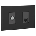 [KOB-E7582BMS] TOMA COAXIAL + TOMA TELEFONICA NEGRO METALICO PLATA,TANIA