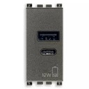 [60.16.19292.AC.M] ALIMENTADOR USB 1M A+C 5V 2.4 A 12W METAL ARKE VIMAR