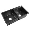 [79.77.FRE.01.04] FREGADERO DOBLE TINA ACERO INOX NEGRO 82X45X22 BARI