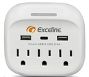 [90.02.GMT3R3U] REGLETA 3 TOMAS, USB 2 TIPO A / 1 C, CON SUPRESOR DE PICOS, EXCELINE
