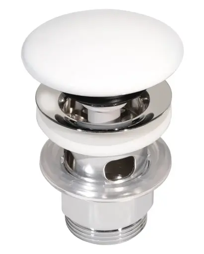 [79.16.DES-0217] DESAGUE PARA LAVAMANOS PUSHBOTON BLANCO SIN REBOSADERO DES-0217 METALES ALEADOS