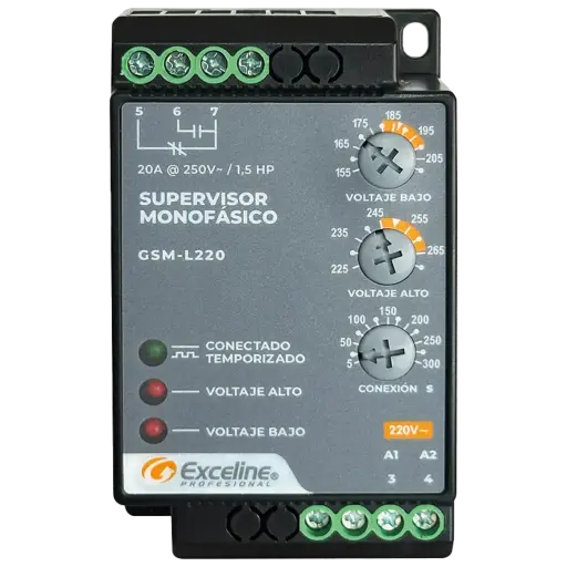 [90.02.038] SUPERVISOR MONOFASICO 120V, C/MANEJO DE CARGA 1,5HP 20 AMP GSM-L120, EXCELINE