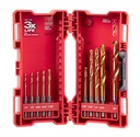 [31.01.48-89-4633] JUEGO DE MECHAS DE TITANIO SHOCKWAVE RED HELIX 10 PZAS MILWAUKEE
