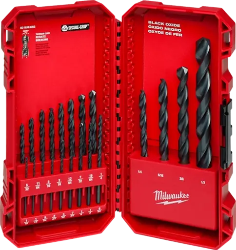 [31.01.48-89-2801] JUEGO DE 21 MECHAS OXIDO NEGRO THUNDERBOLT 1/16" A 1/2"  MILWAUKEE